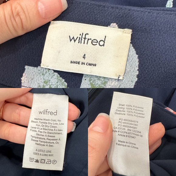 Aritzia Wilfred Ecoulement Floral Jumpsuit Cropped Wide Leg Royal Navy/Rosso - Picture 4 of 14